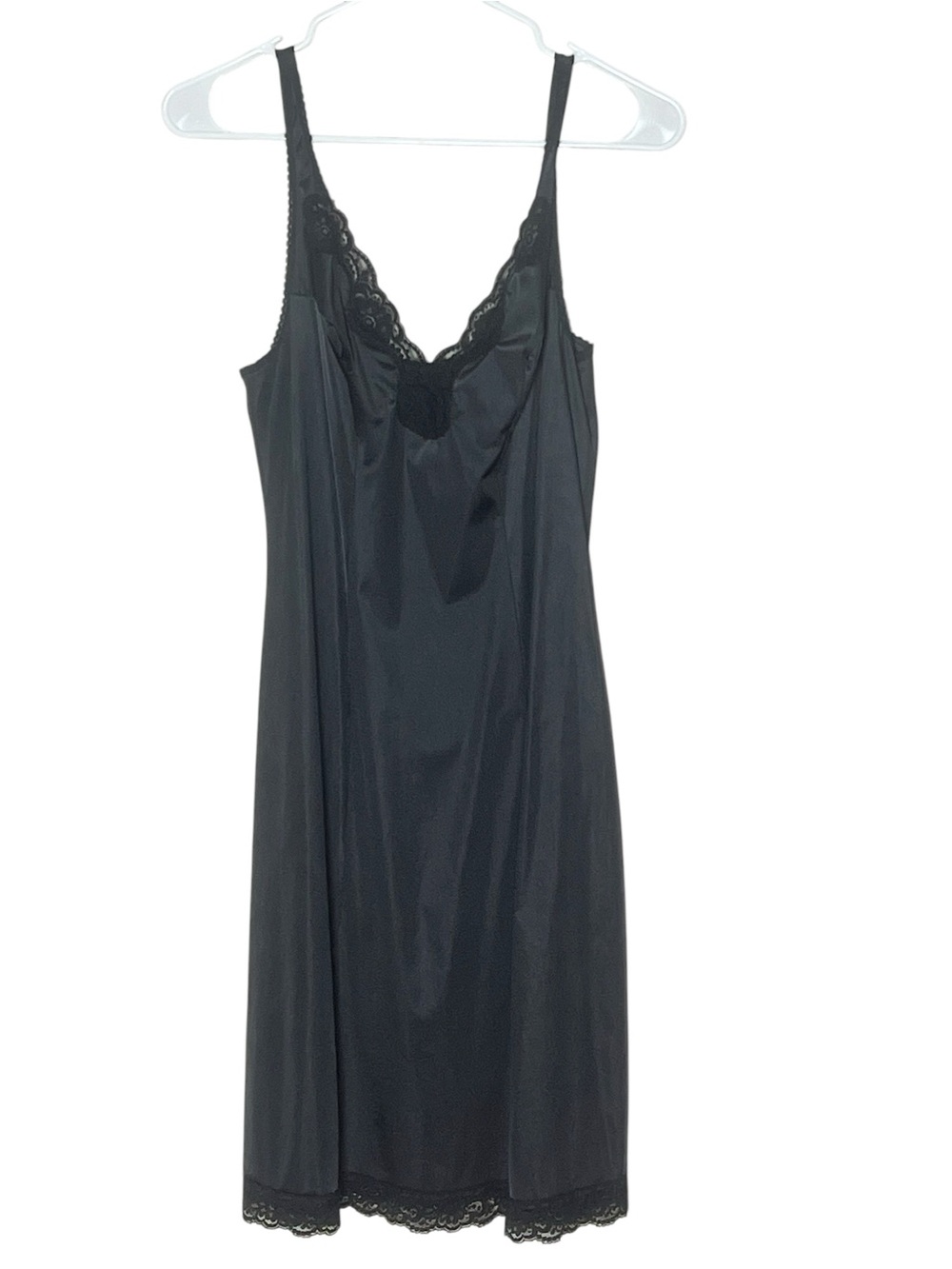 Vassarette Underneath It All vintage black lace detail slip dress size 34 (bust)